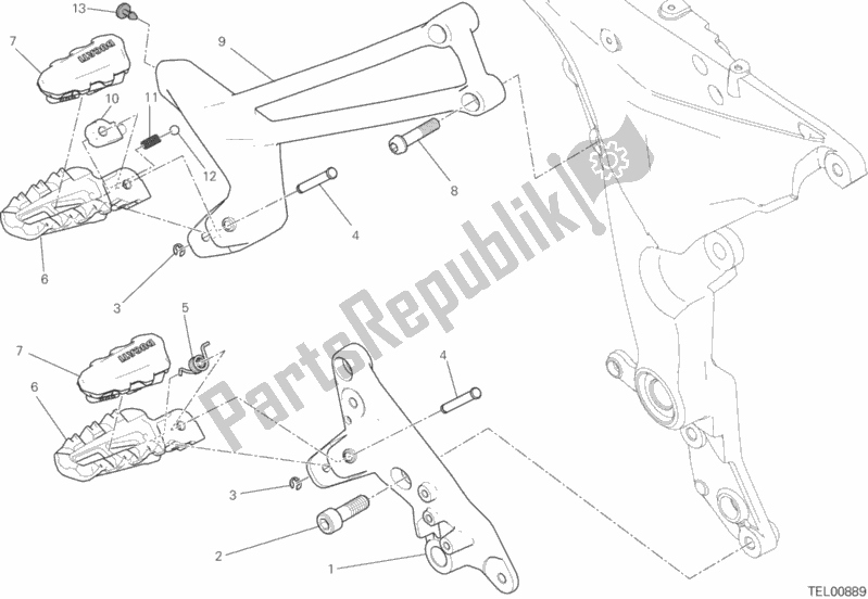 Wszystkie części do Podnó? Ki Prawe Ducati Multistrada 1200 S Touring USA 2017